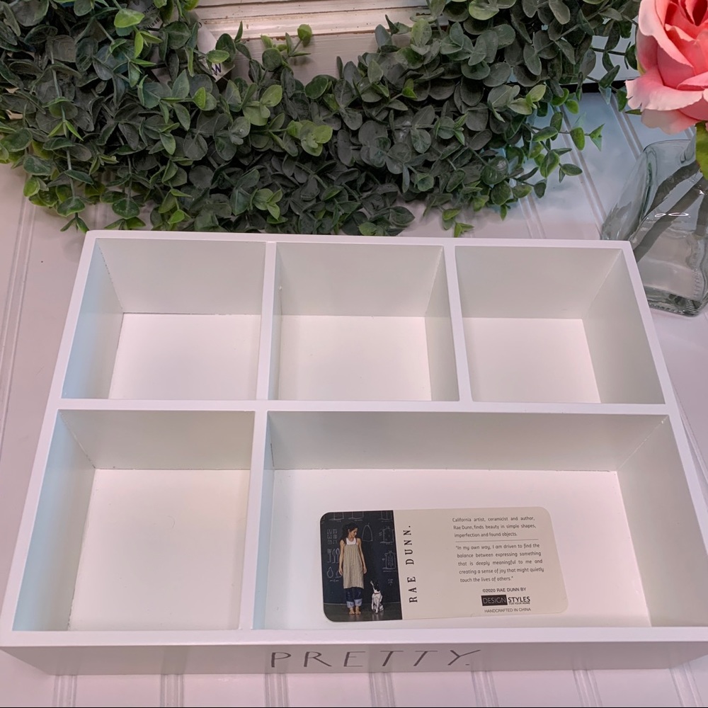 Rae Dunn PRETTY Wood Box Organizer - Picture 2 of 5